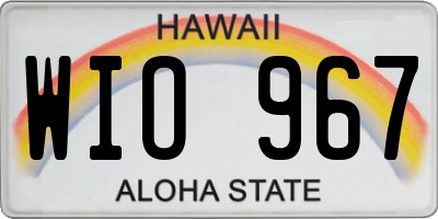 HI license plate WIO967