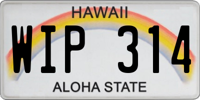HI license plate WIP314