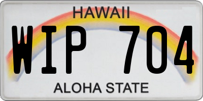 HI license plate WIP704