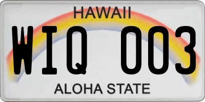 HI license plate WIQ003