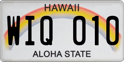 HI license plate WIQ010