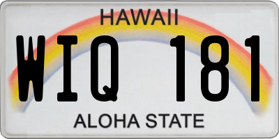 HI license plate WIQ181