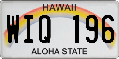 HI license plate WIQ196