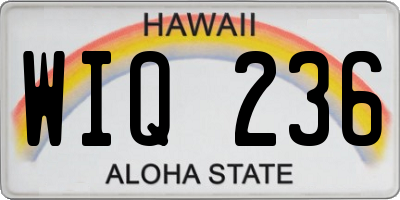 HI license plate WIQ236