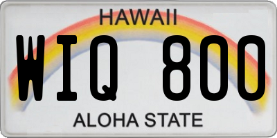 HI license plate WIQ800