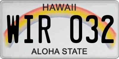 HI license plate WIR032