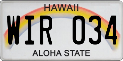 HI license plate WIR034