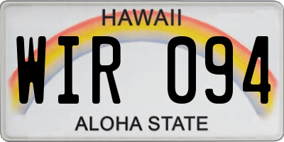 HI license plate WIR094