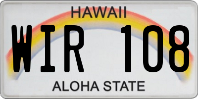 HI license plate WIR108