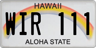 HI license plate WIR111