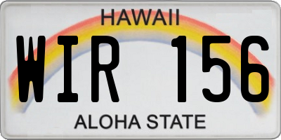 HI license plate WIR156