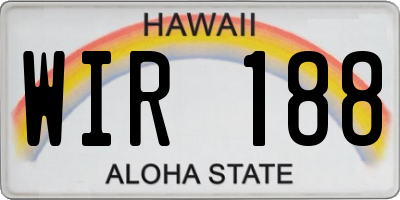 HI license plate WIR188
