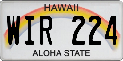 HI license plate WIR224