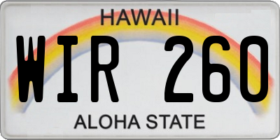 HI license plate WIR260