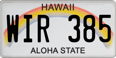HI license plate WIR385