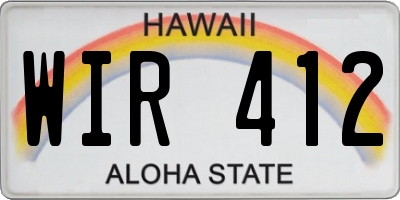HI license plate WIR412