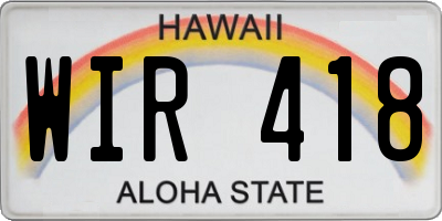 HI license plate WIR418