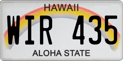 HI license plate WIR435