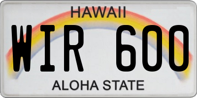 HI license plate WIR600
