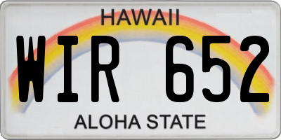 HI license plate WIR652