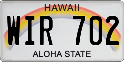HI license plate WIR702