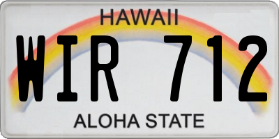 HI license plate WIR712