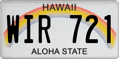 HI license plate WIR721