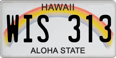 HI license plate WIS313