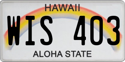 HI license plate WIS403