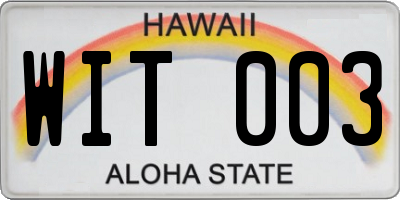 HI license plate WIT003