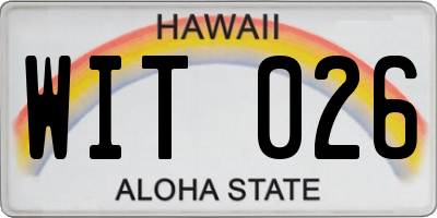 HI license plate WIT026