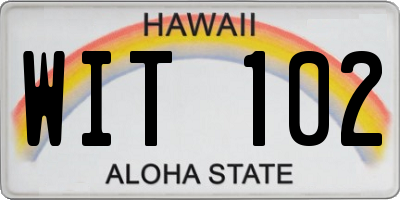 HI license plate WIT102