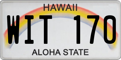 HI license plate WIT170