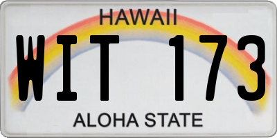 HI license plate WIT173