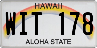 HI license plate WIT178