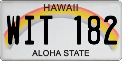 HI license plate WIT182
