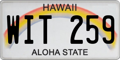 HI license plate WIT259