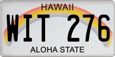 HI license plate WIT276