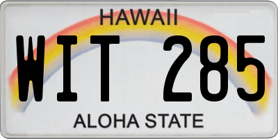 HI license plate WIT285