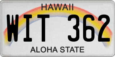 HI license plate WIT362