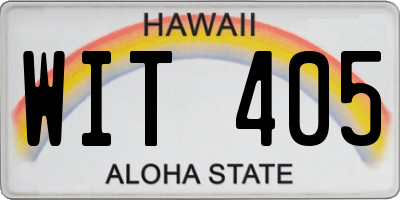 HI license plate WIT405