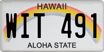 HI license plate WIT491