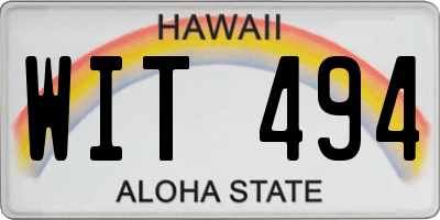 HI license plate WIT494