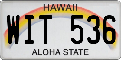 HI license plate WIT536
