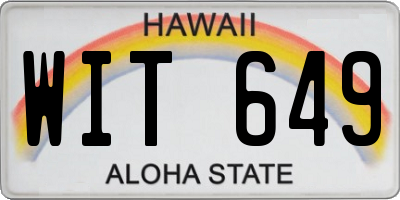 HI license plate WIT649