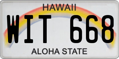 HI license plate WIT668