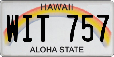 HI license plate WIT757