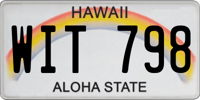 HI license plate WIT798