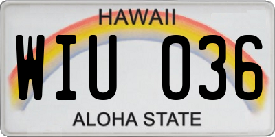 HI license plate WIU036
