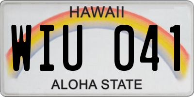 HI license plate WIU041